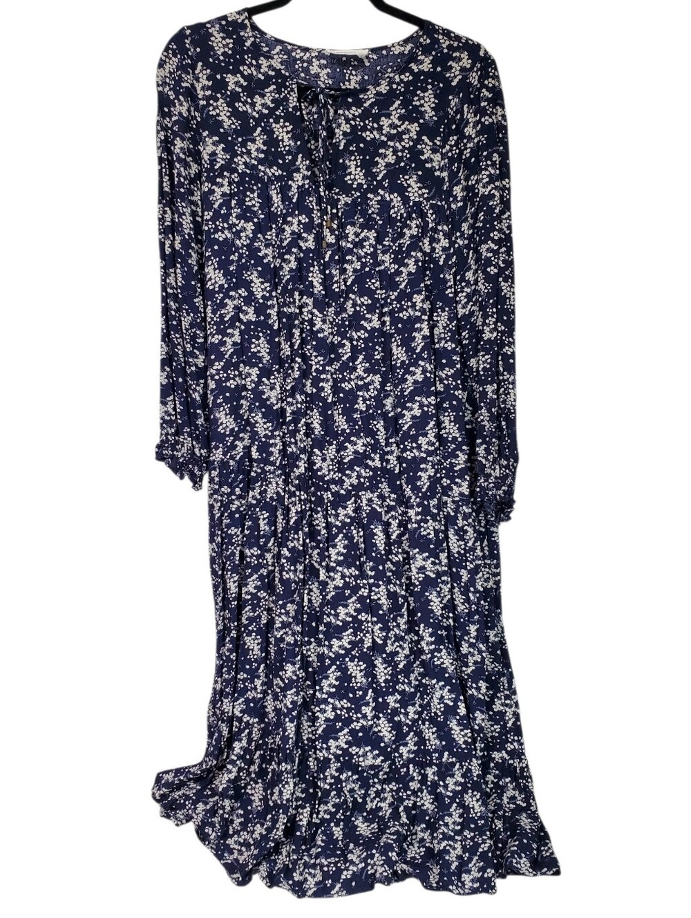 Carly Jean Los Angeles Navy Floral Maxi Boho Cottagecore Fall Size Medium